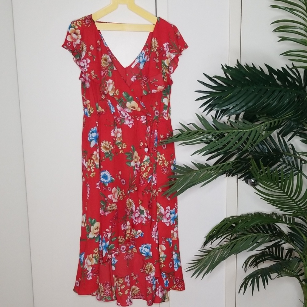 Floral Midi Wrap Dress